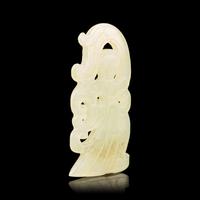 A Rare Chinese White Jade Dancing Figural Pendant, Western Han Dynasty 西漢 雙面白玉舞人珮