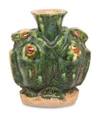 A Small Chinese Sancai Glazed 'Double Fish' Vase, Tang Dynasty 唐 三彩雙魚罐