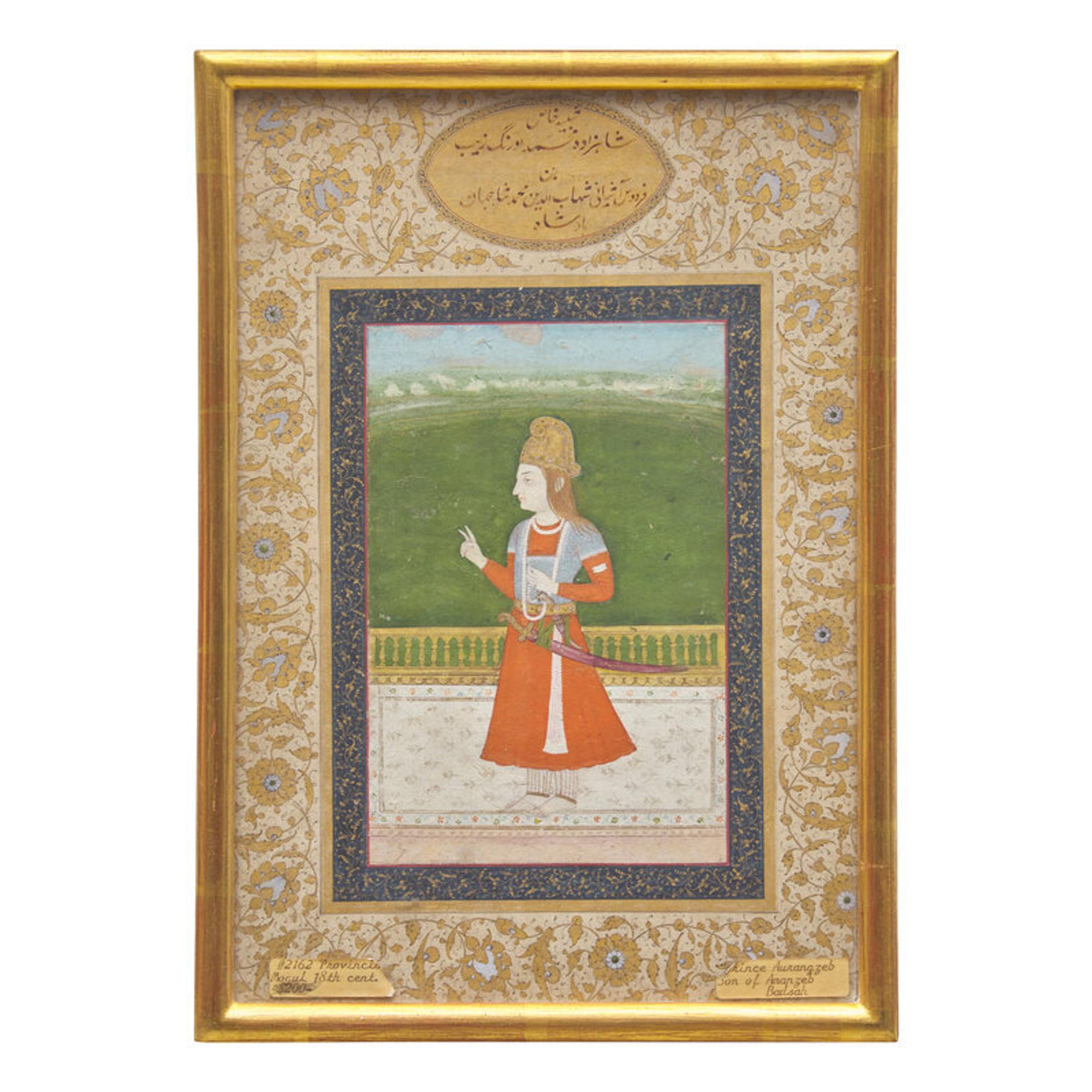 A Portrait of Prince Sayyid Aurangzeb, 18th/19th Century 十八/十九世紀 印度細密畫奧朗則布肖像