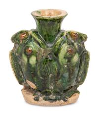 A Small Chinese Sancai Glazed 'Double Fish' Vase, Tang Dynasty 唐 三彩雙魚罐