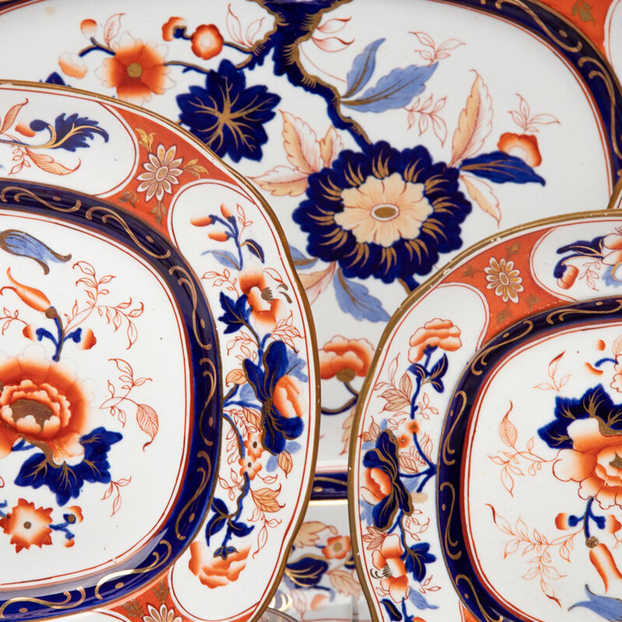 A Set of Eleven English Imari Palette Ironstone Platters