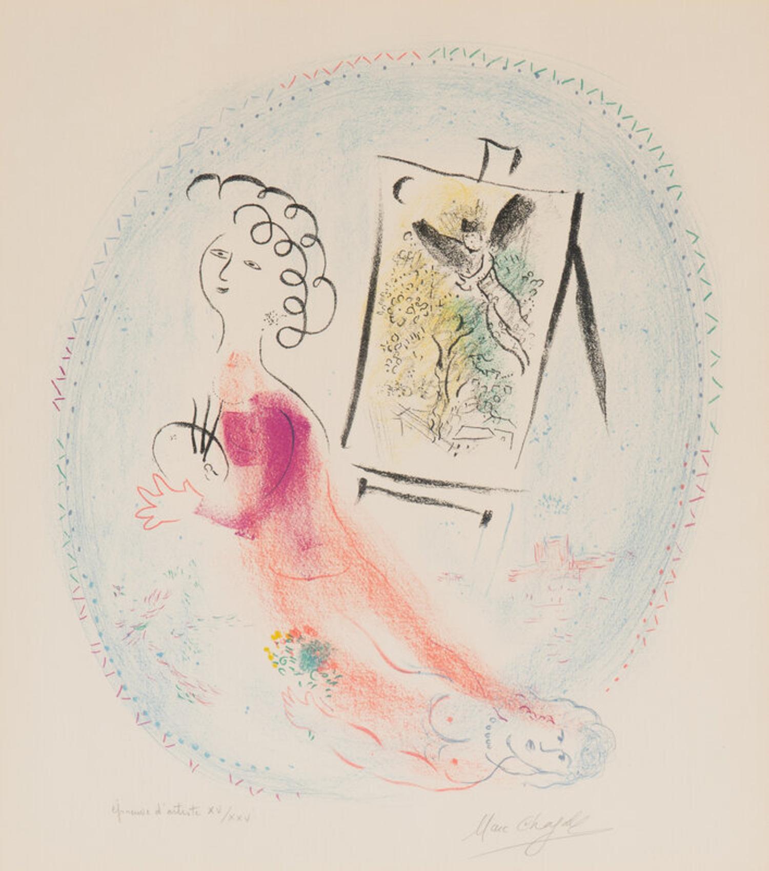 Marc Chagall (Belarusian/French, 1887–1985) — Le Chevalet, 1969