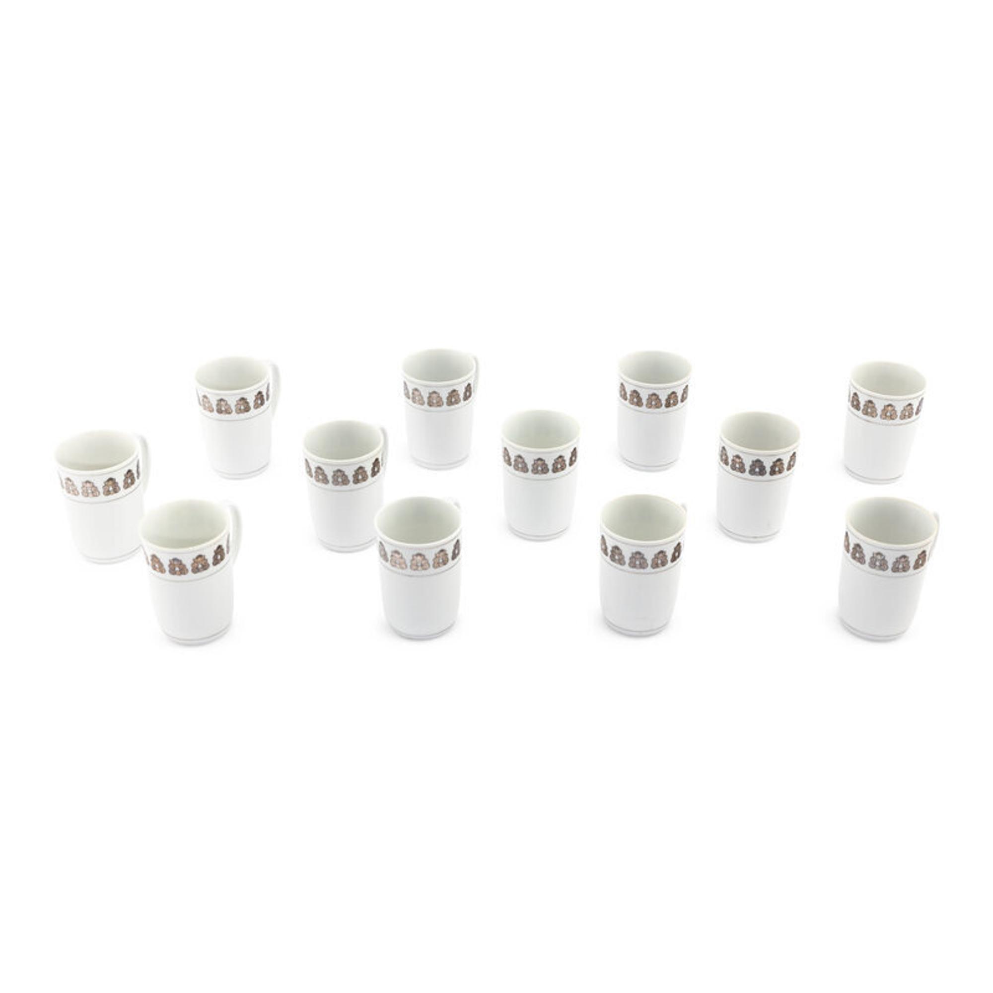 A Set of Twelve Georg Jensen Acorn Porcelain Coffee Mugs
