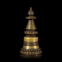 A Tibetan Bronze Model of a Stupa, 12th-14th Century 十二-十四世紀 銅舍利塔