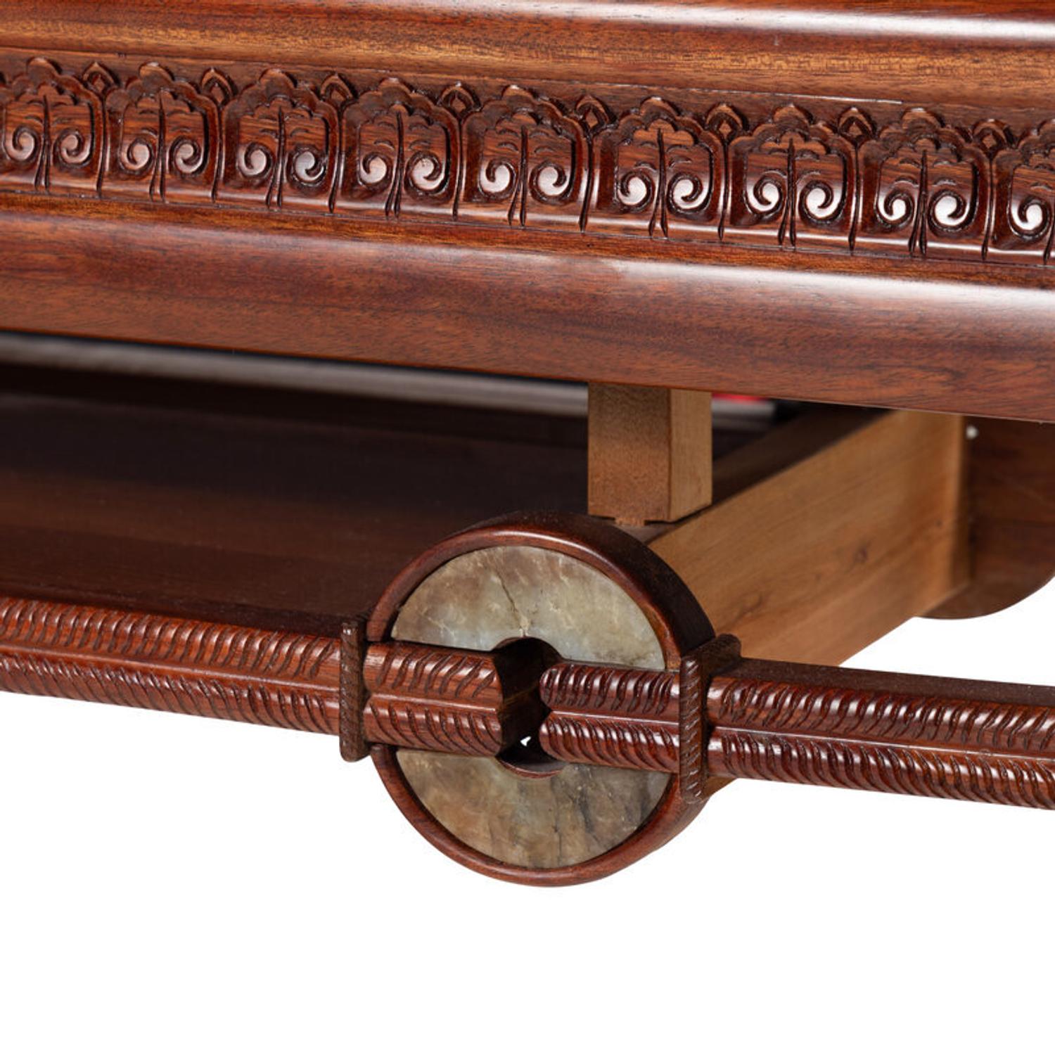 A Chinese Jade Bi Disc Inset Hardwood Altar Table, Tiao'an, 20th Century 近代 硬木嵌玉璧帶屜小條案