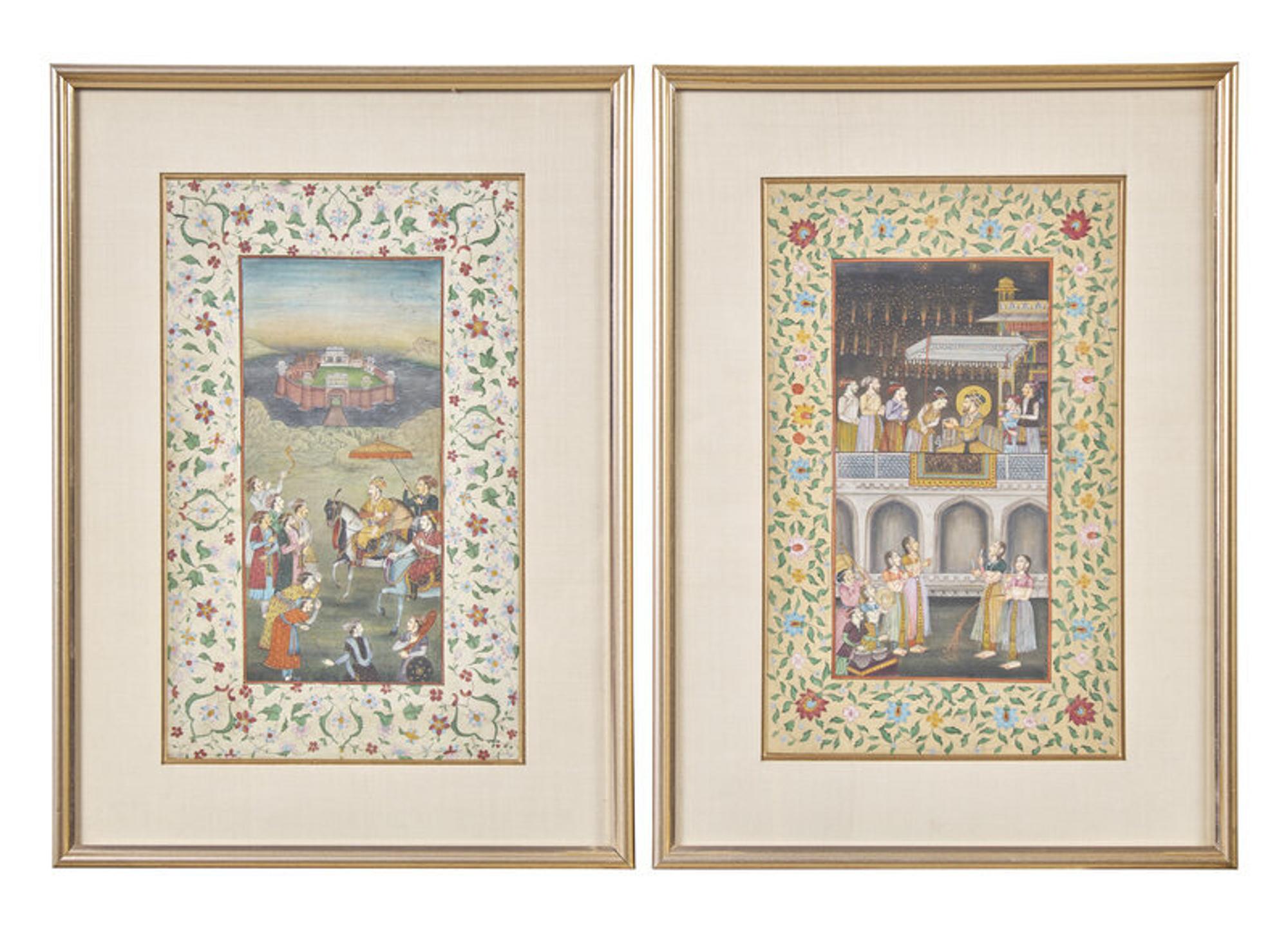 Two Indian Miniature Paintings, 19th Century 十九世紀 印度細密畫兩幅