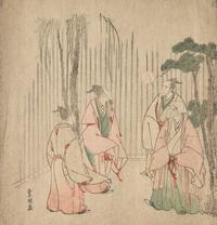 Three Japanese Surimono, Edo-Meiji Period 日本江户时代 葛飾北斎（1760-1849）摺物三种
