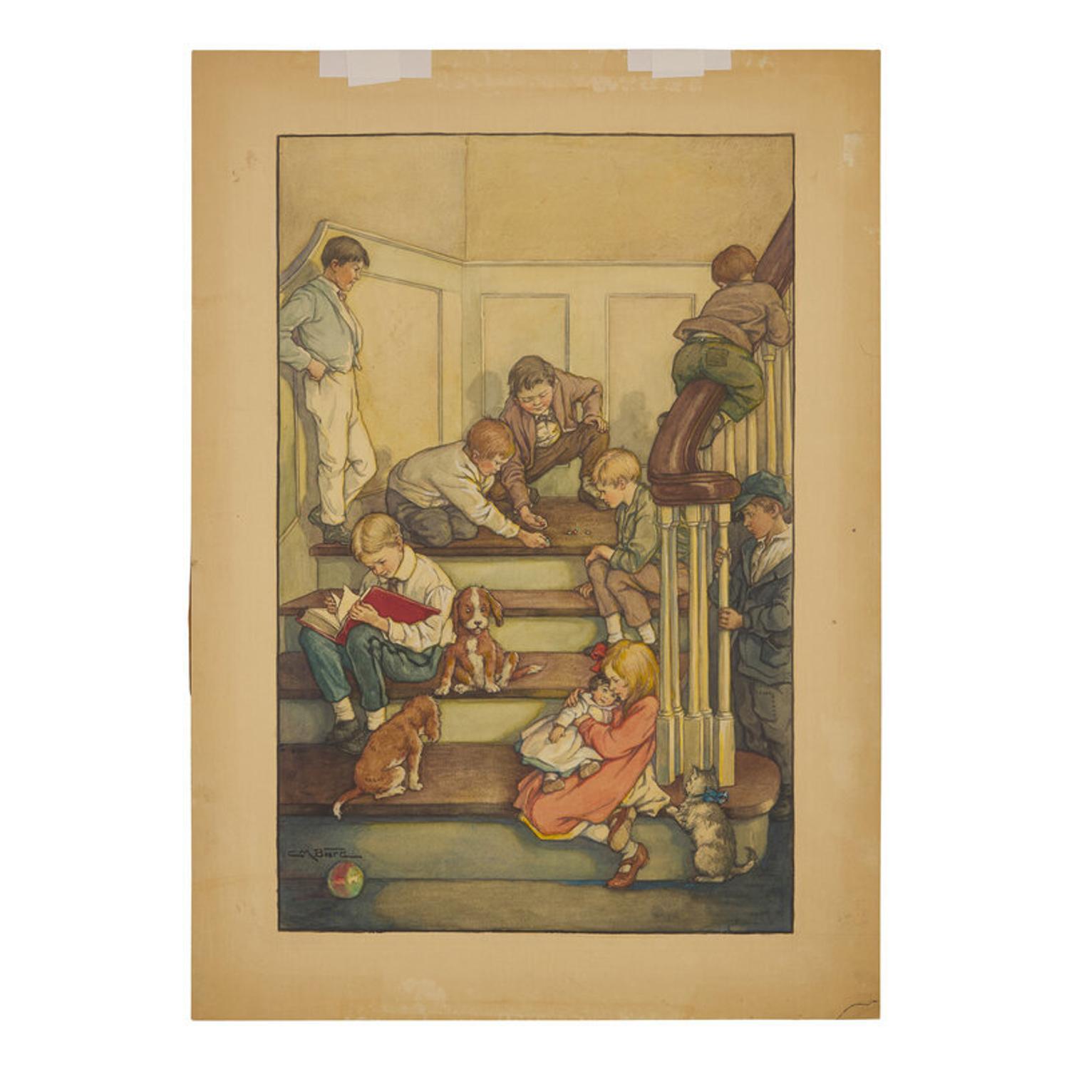 Clara Miller Burd (American, 1873-1933) — Little Men, Boys on the Stairs (Cover Image), 1928. - updated