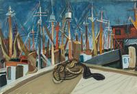 Beatrice Mandelman (American, 1912-1998) — Fishing Boats , c. 1940s