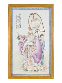 A Chinese Famille Rose Porcelain Plaque Attributed to Wang Dafan (Wang Kun, 1888-1961), 20th Century 王大凡（ 王堃， 1888-1961）款粉彩 大富貴亦壽考瓷板