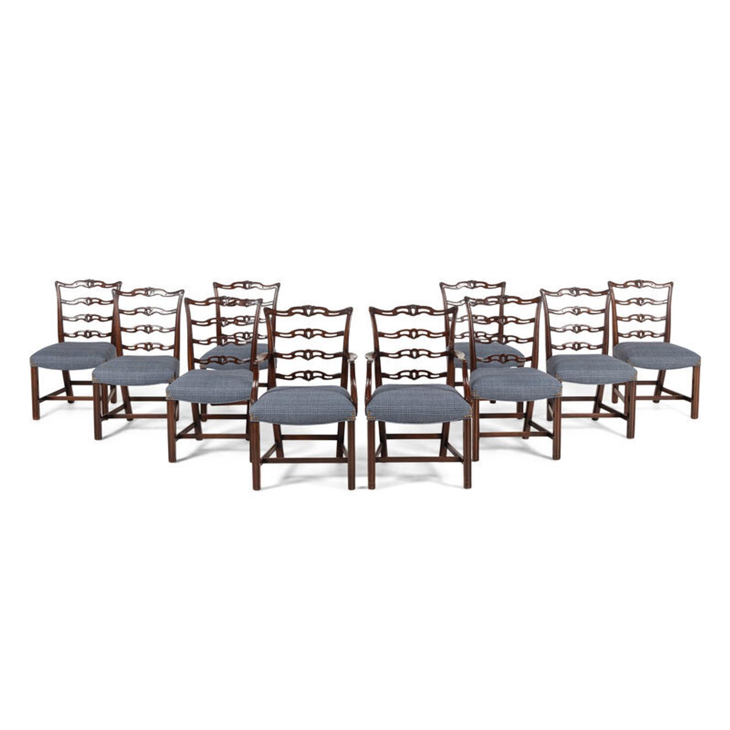 A Set of Ten George III Style Mahogany Dining Chairs