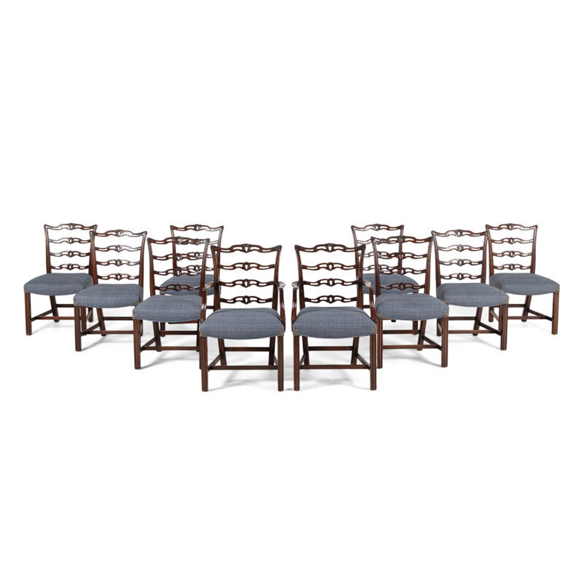 A Set of Ten George III Style Mahogany Dining Chairs