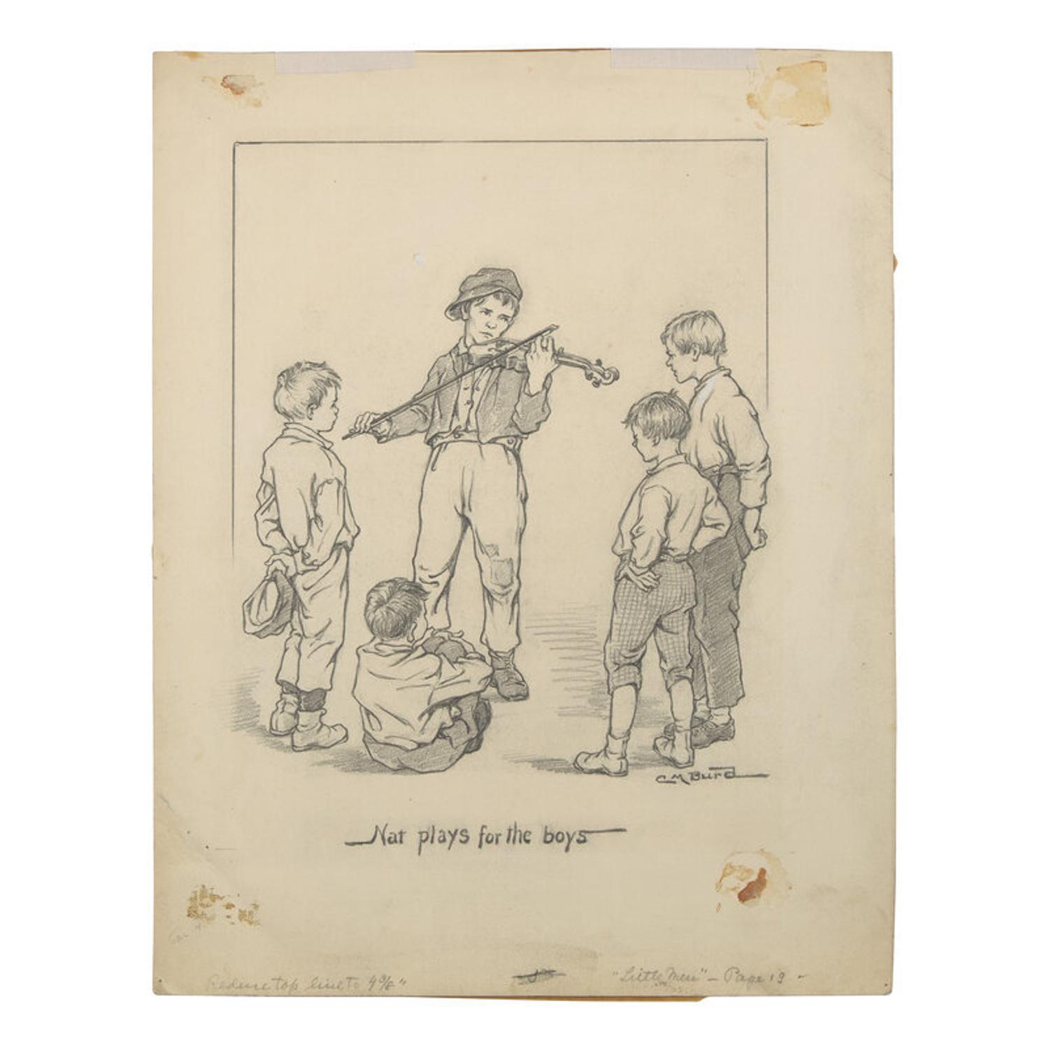 Clara Miller Burd (American, 1873-1933) — Little Men, Silas Tells His Story by the Fire, 1928 ; Together with Four Other Works (Five Works Total)