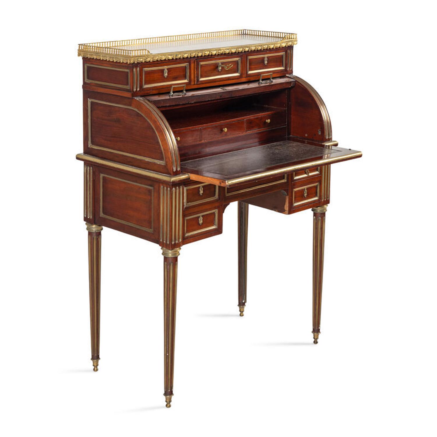 A Louis XVI Style Gilt Bronze Mounted Mahogany Lady's Bureau à Cylindre