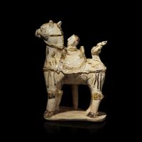 A Chinese Qingbai Iron-Brown Splashed Equestrian Figural Group, Northern Song Dynasty 北宋 湖田點褐彩胡人牽馬俑
