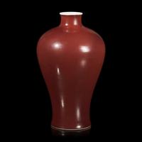 A Chinese Copper Red Glazed Vase, Meiping , Qianlong Six-Character Seal Mark and of the Period 清乾隆 紅釉梅瓶