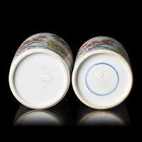 A Matched Pair of Dutch-Decorated Chinese Rouleau Vases, Kangxi Period 清康熙 五彩紙槌瓶兩件