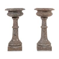 A Pair of Neoclassical Style Pink Granite Jardinières