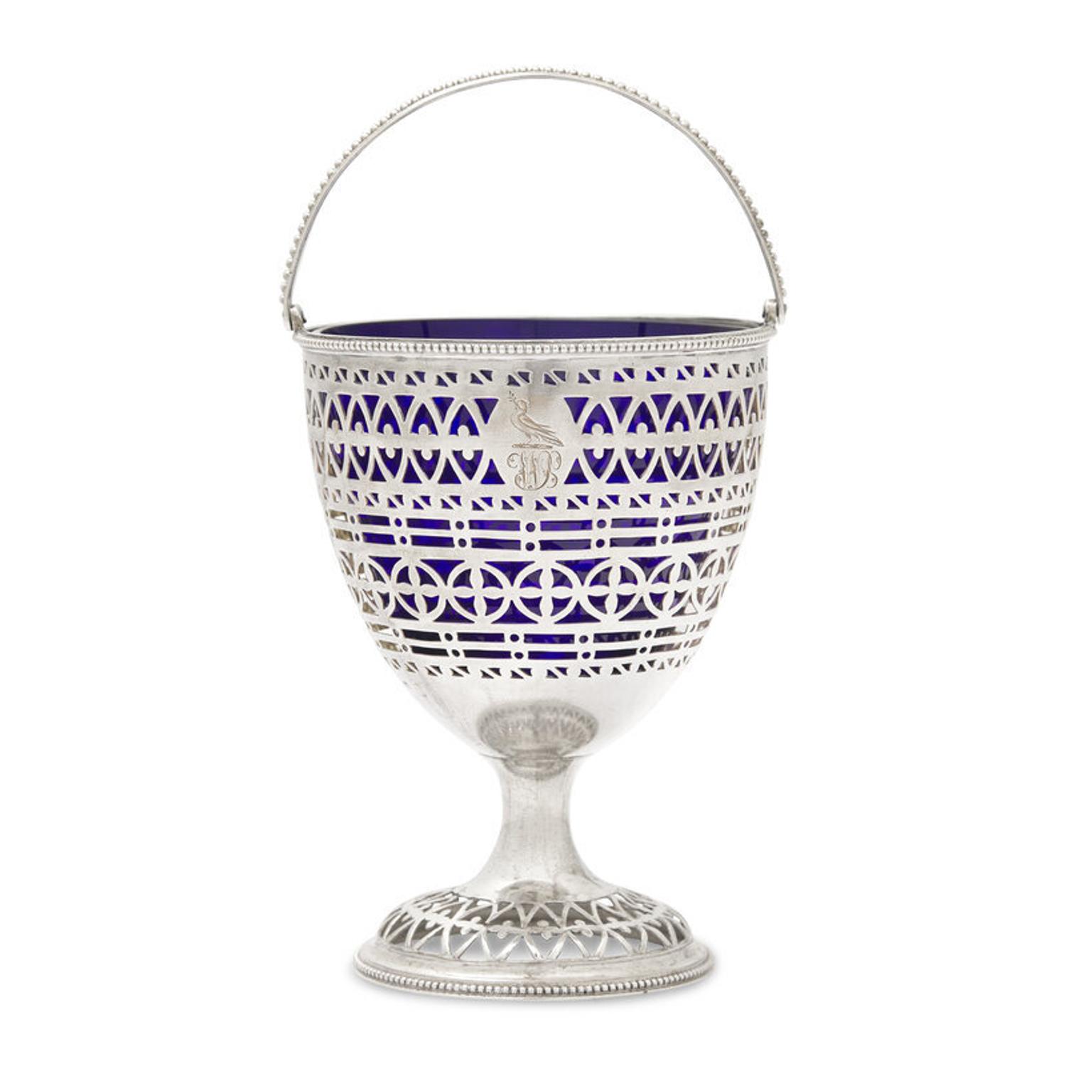 A George III Engraved and Pierced Silver Sugar Basket