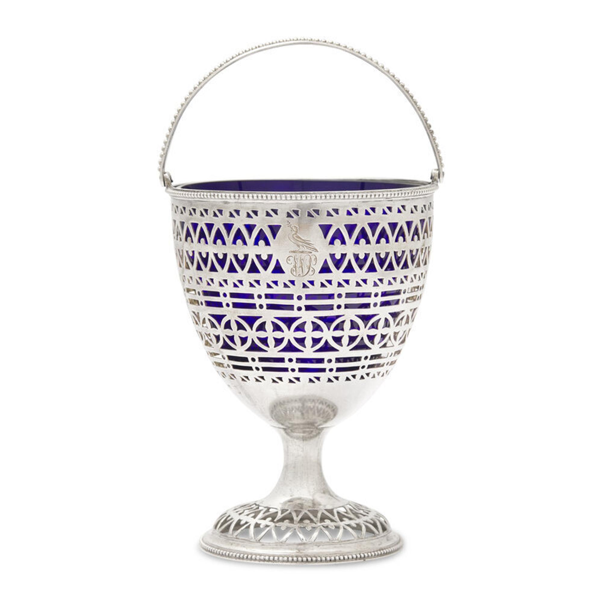 A George III Engraved and Pierced Silver Sugar Basket