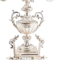 A Pair of Napoleon III Silvered Bronze Six-Light Candelabra