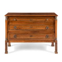 An Italian Neoclassical Gilt Metal Mounted Walnut Chest of Drawers