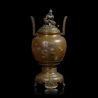 A Japanese Mixed-Metal 'Rooster' Censer, Late Meiji Period