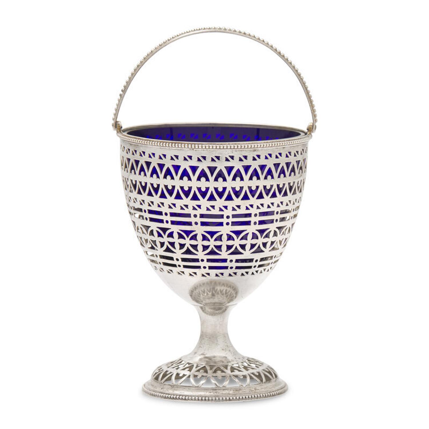 A George III Engraved and Pierced Silver Sugar Basket