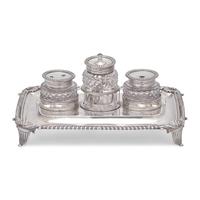 A George III Engraved Silver Ink Stand