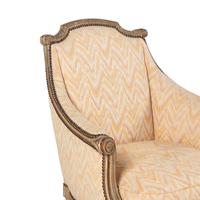 A Pair of Louis XVI Style Carved and Grey-Painted Bergères