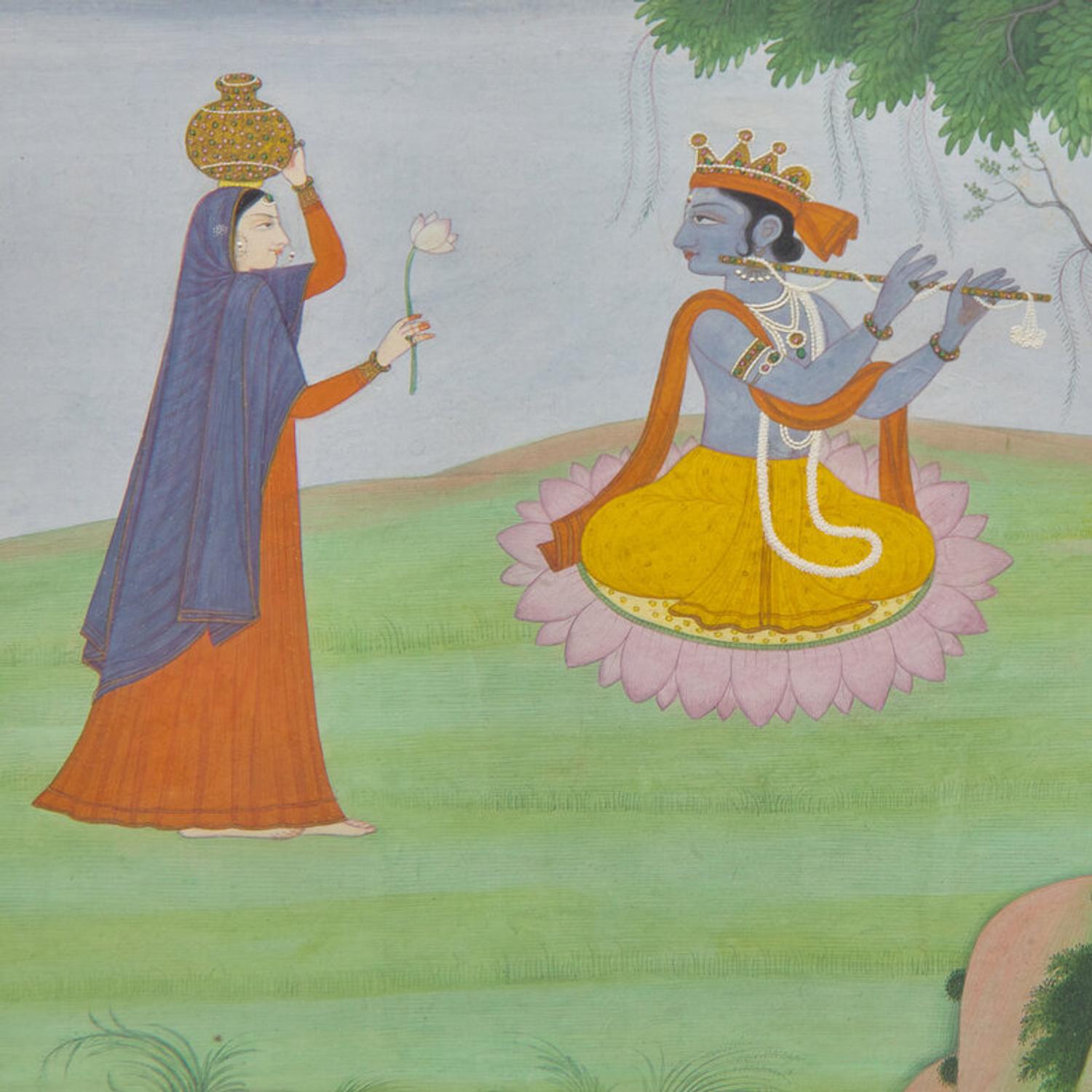 A Scene from the Dasavatara: Balarama Drawing Water for Krishna, India, Pahari Hills Style, Second Half of 19th Century 十九世紀下半葉 帕哈裡丘陵風格《十化身》圖