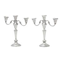 A Pair of American Silver Three-Light Candelabra