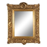 A Baroque Style Carved Giltwood and Gesso Figural Mirror
