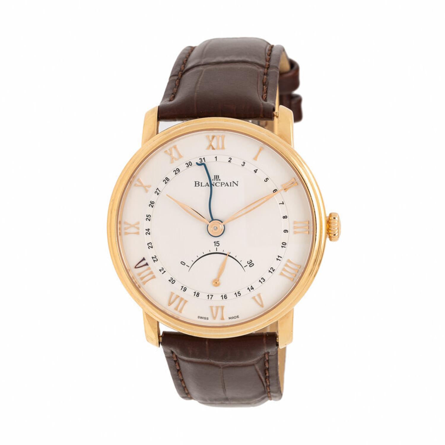 Blancpain, Ref. 6653Q 18K Rose Gold 'Villeret' Power Reserve Calendar Watch with Serpentine Date Hand