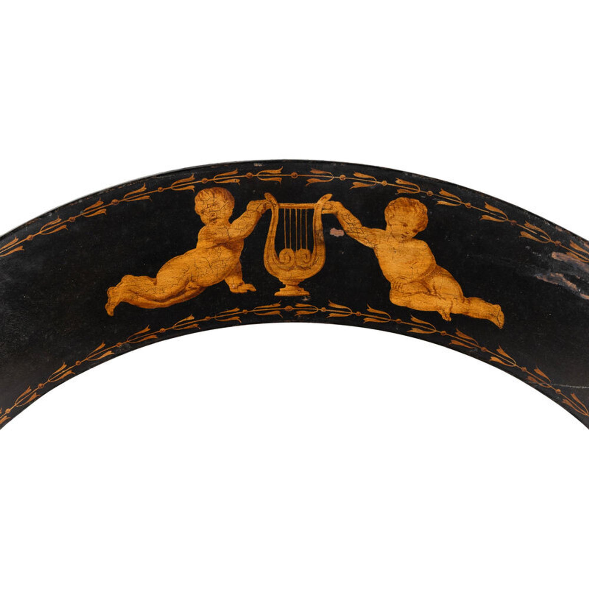 A Consulat Painted, Parcel Gilt and Ebonized Fauteuil