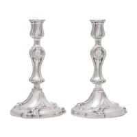 A Pair of Christofle Silver-Plate Candlesticks