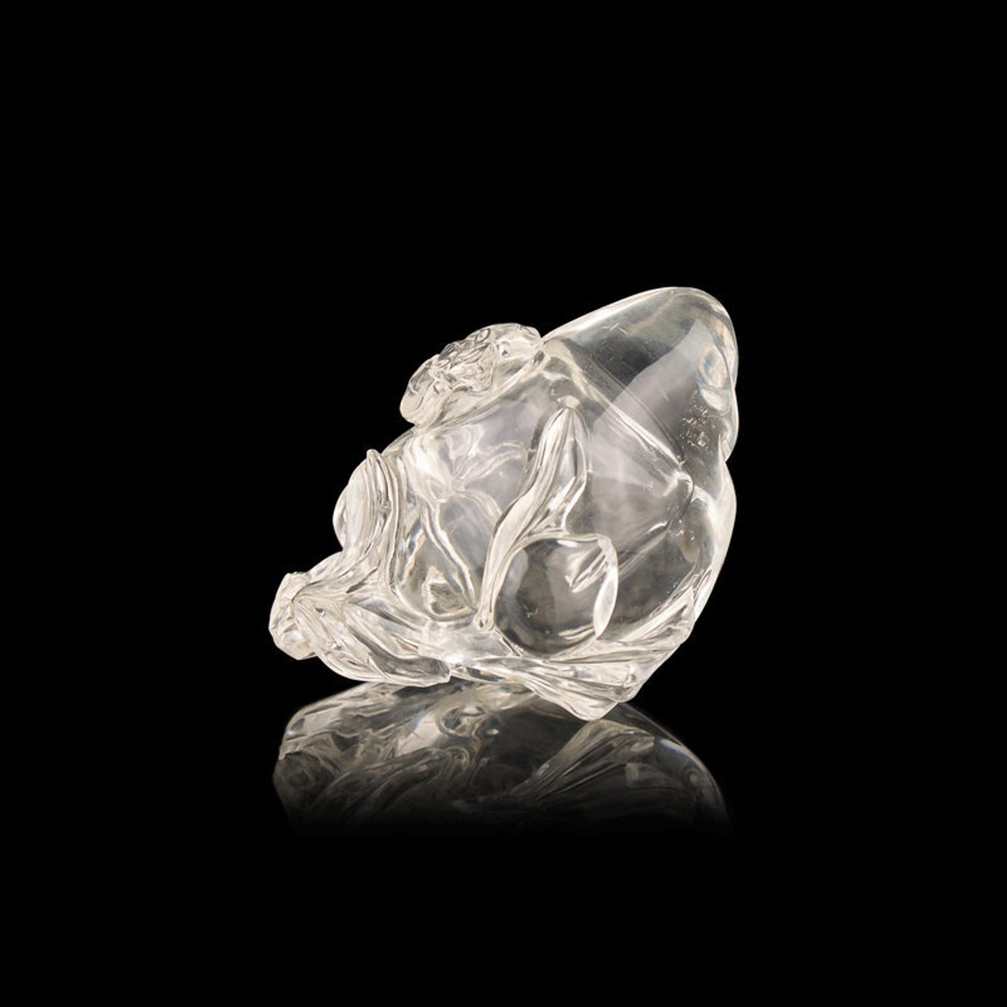 A Chinese Rock Crystal 'Peach' Coupe with 'Bat' Cover, 19th-20th Century 清晚期 水晶 桃蝠紋 洗