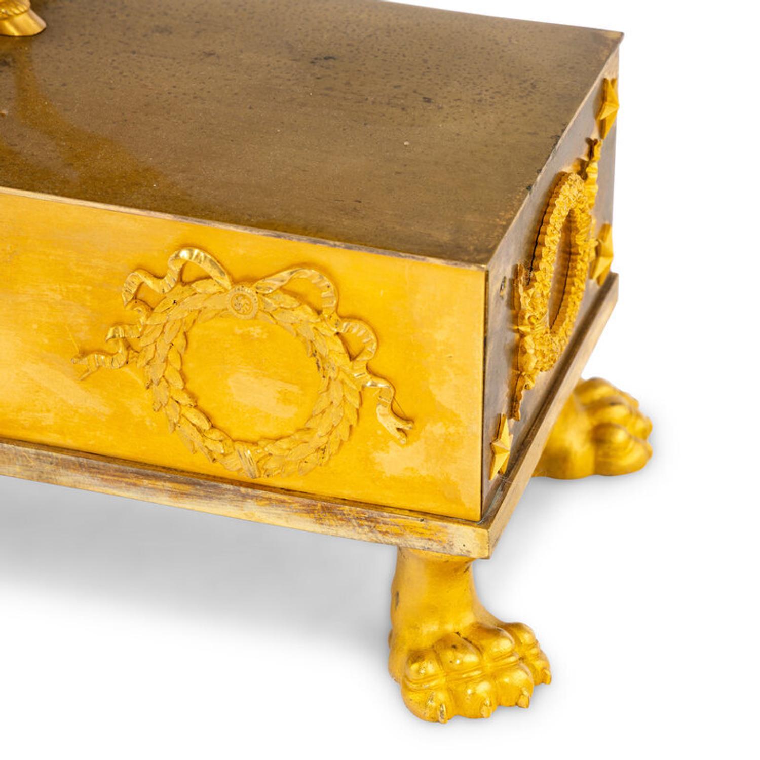 An Empire Gilt Bronze Figural Mantel Clock