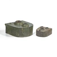 Two Chinese Green Glazed Pottery Models of Stoves, Han Dynasty 漢 綠釉陶爐兩件