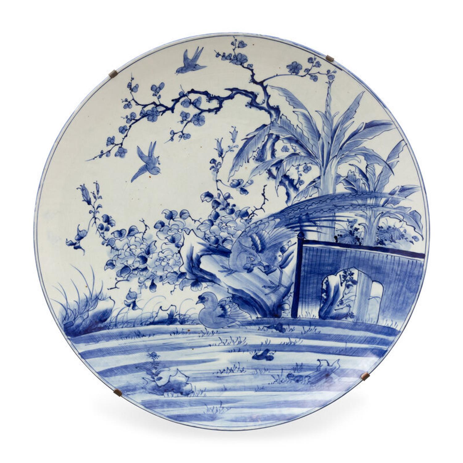 A Large Japanese Blue and White Porcelain Charger