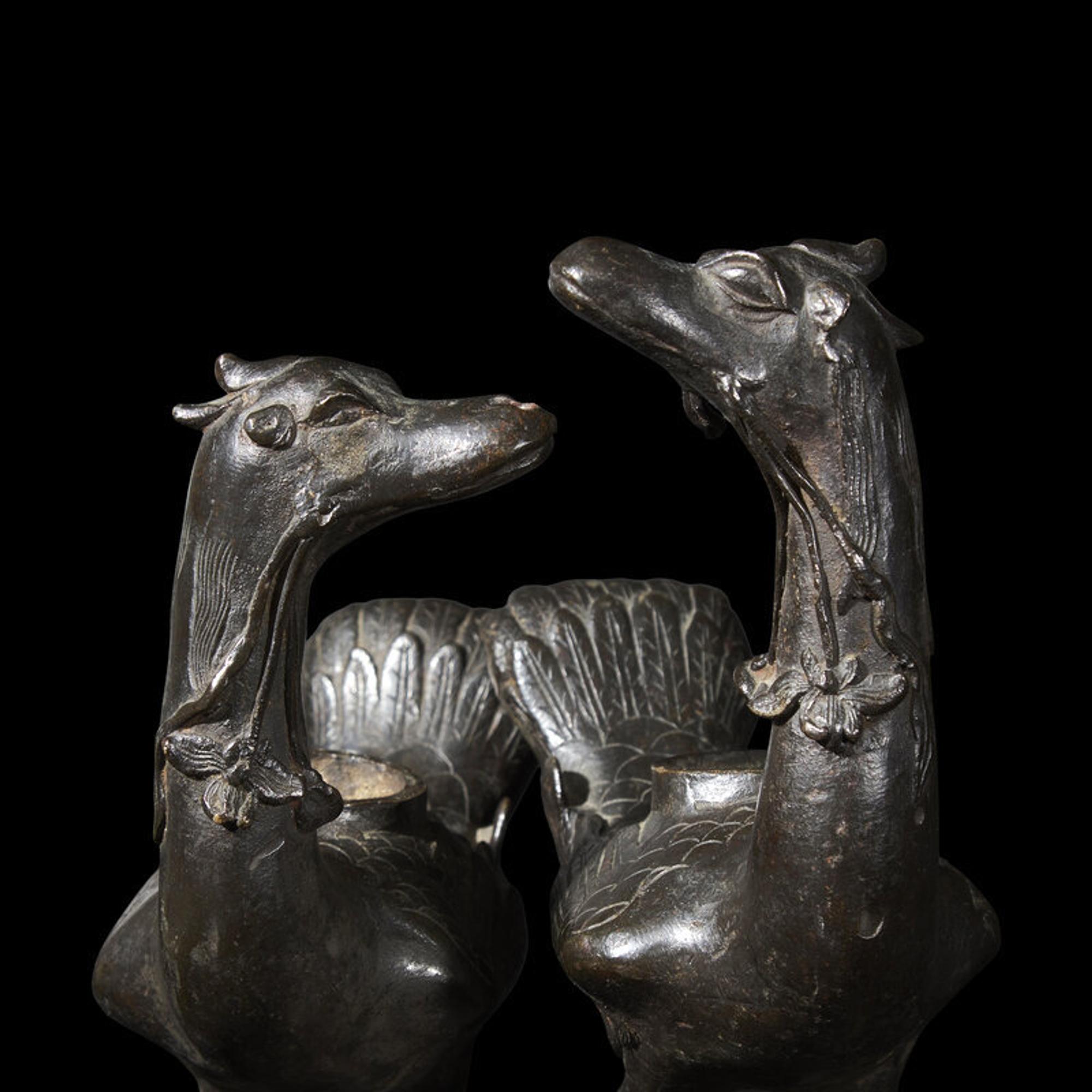 A Pair of Chinese Bronze Ducks, Ming Dynasty 明 銅鳧一對
