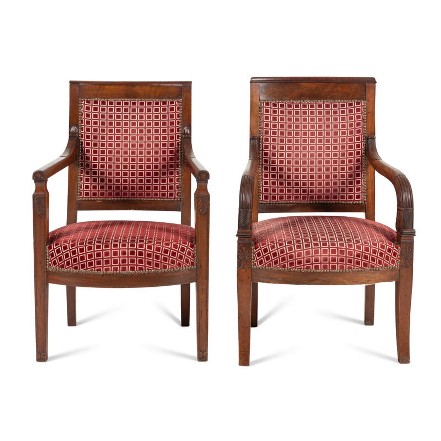 Two Carved Mahogany Fauteuils