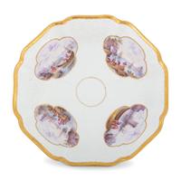 A Meissen Porcelain Ozier-Molded Scenic Tureen with Stand