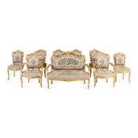 A Louis XV Style Giltwood Nine-Piece Seating Suite