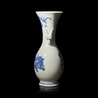 A Japanese Hirado Blue and White Porcelain 'Mythical Beast and Dragons' Vase, Meiji Period 日本明治時期 平戶燒青花瑞獸紋瓶