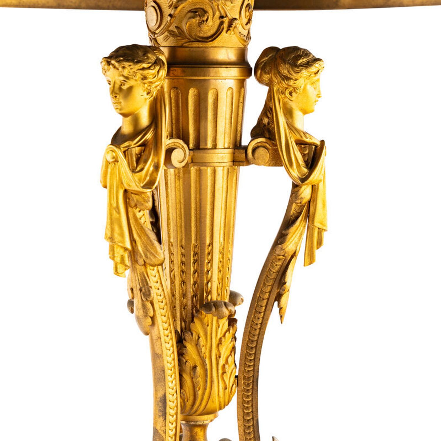 A Pair of Neoclassical Style Gilt Bronze and Marble Occasional Tables