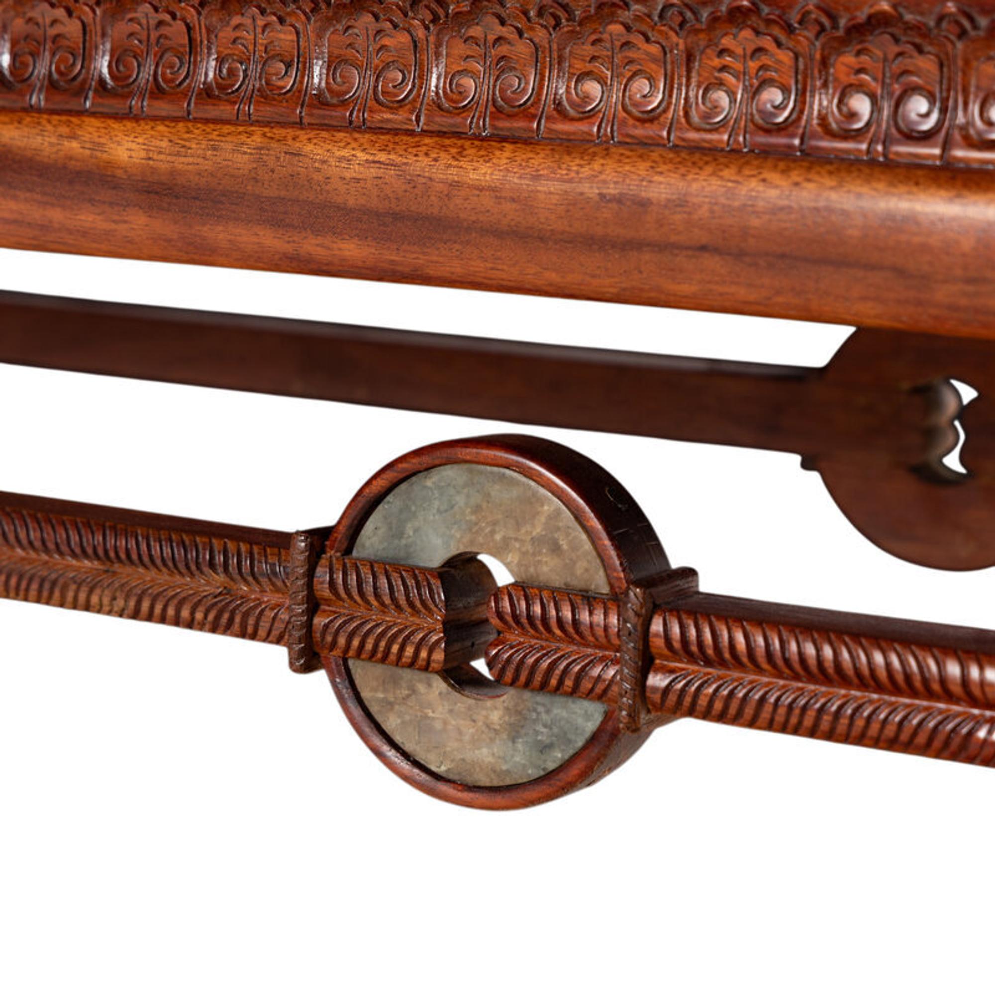 A Chinese Jade Bi Disc Inset Hardwood Altar Table, Tiao'an, 20th Century 近代 硬木嵌玉璧小條案