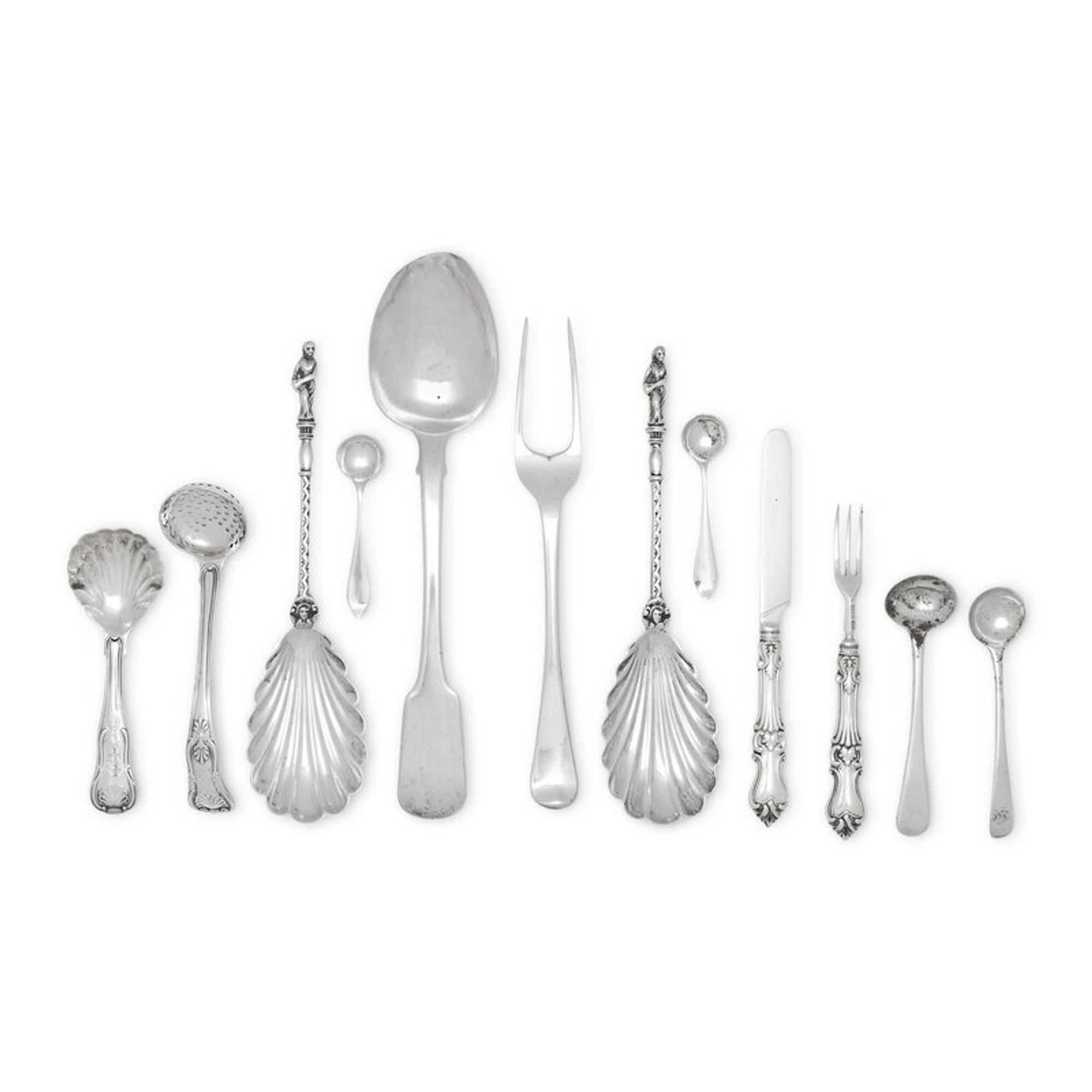 A Collection of English Silver Flatware Articles