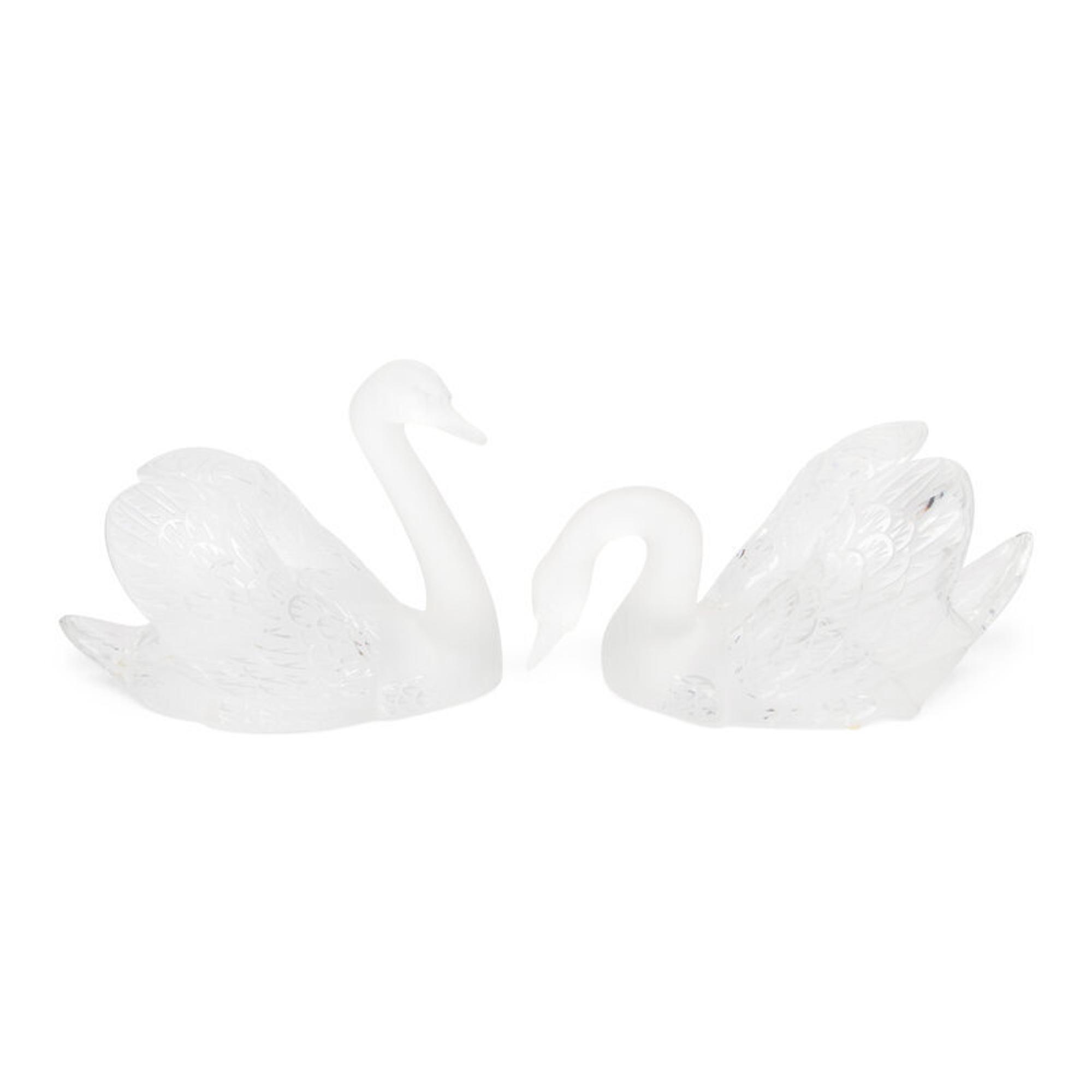 A Pair of Lalique Miroir Cygnes Sculptures