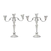 A Pair of American Silver Three-Light Candelabra